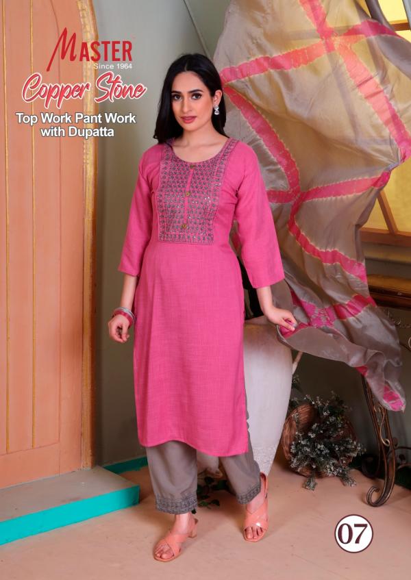 Master Copper Stone Fancy Kurti With Bottom Dupatta Collection